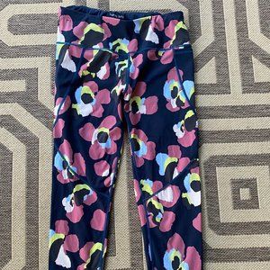 Sweaty Betty Power 7/8 Work Out Leggings Sz Medium 8-10 Blue Petal Leopard Print